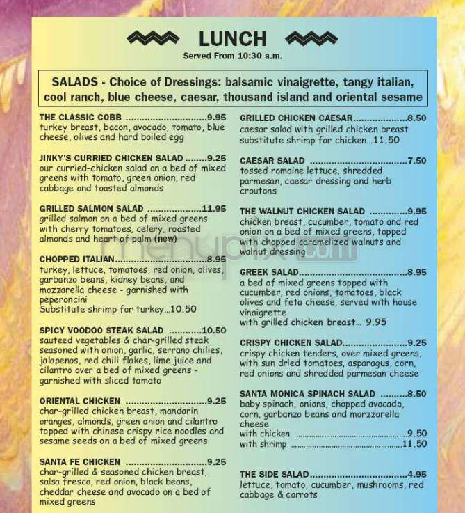 Jinky's Cafe - Sherman Oaks, CA menu_pic
