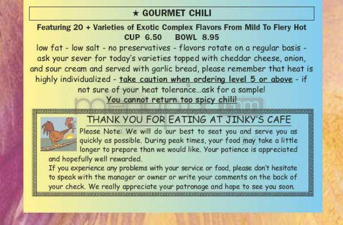 Jinky's Cafe - Sherman Oaks, CA menu_pic