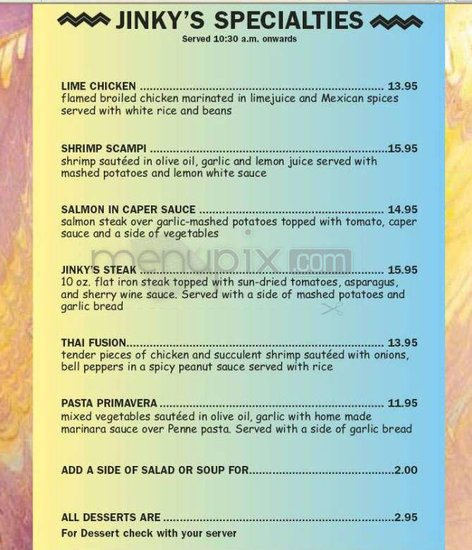 Jinky's Cafe - Sherman Oaks, CA menu_pic