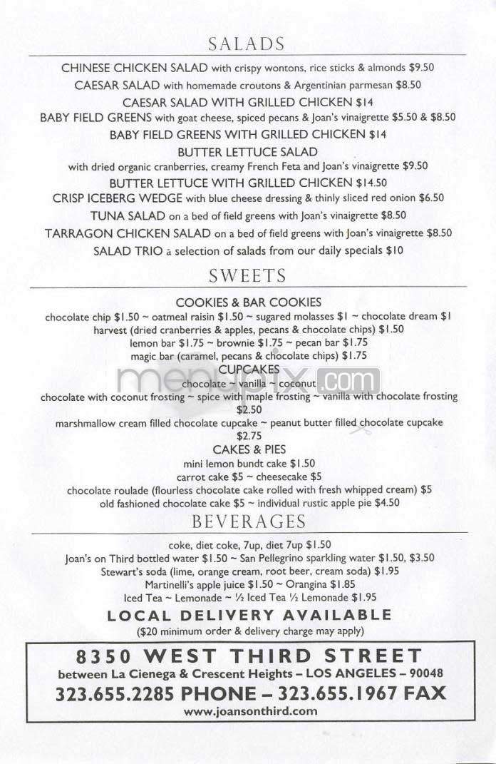 Joan's On Third - Los Angeles, CA menu_pic