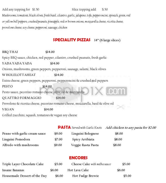 Jaxx On Sunset - West Hollywood, CA menu_pic