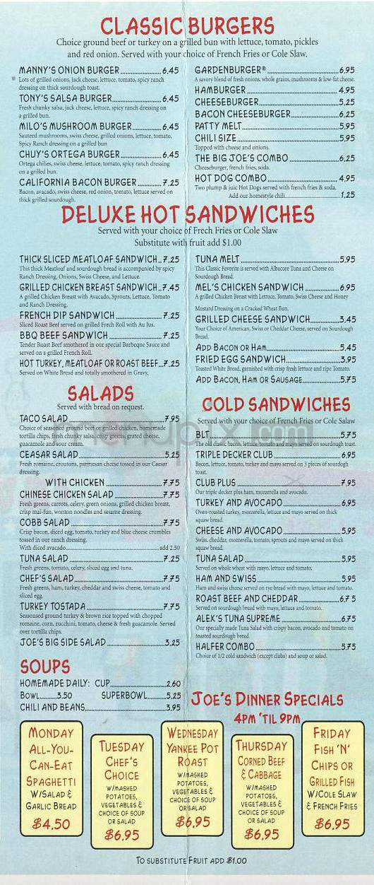 Joe's Diner - Redondo Beach, CA menu_pic