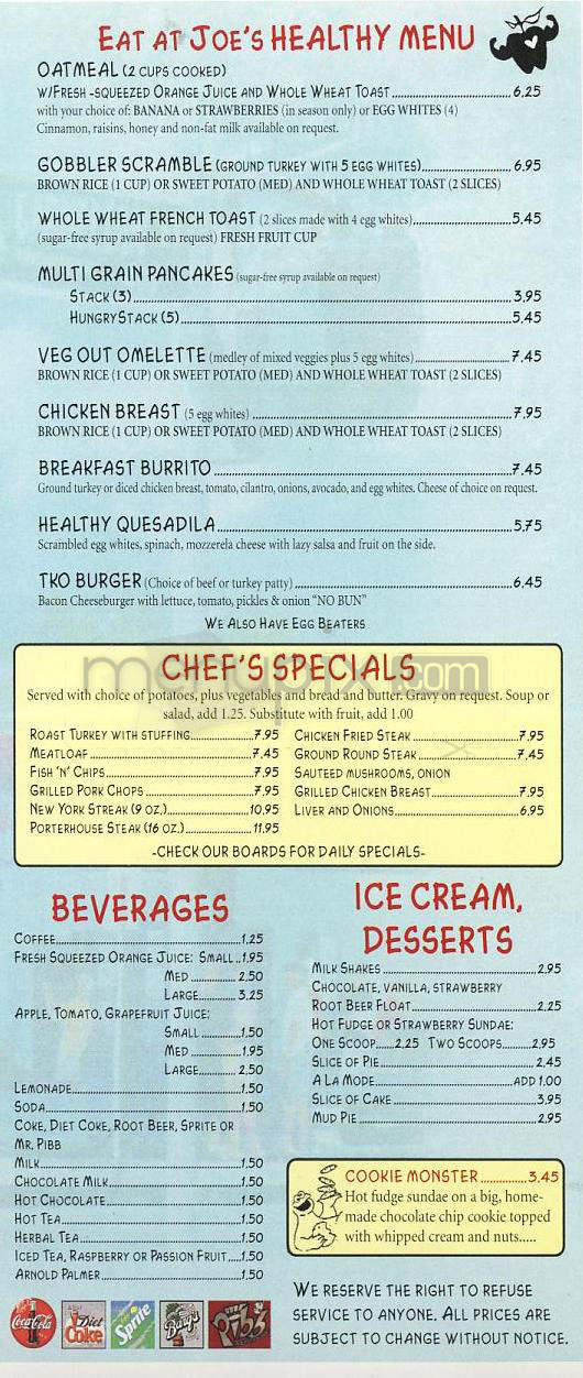 Joe's Diner - Redondo Beach, CA menu_pic