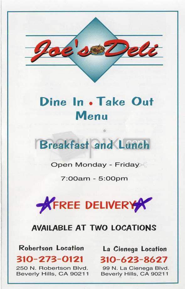 Joe's Deli - Beverly Hills, CA menu_pic