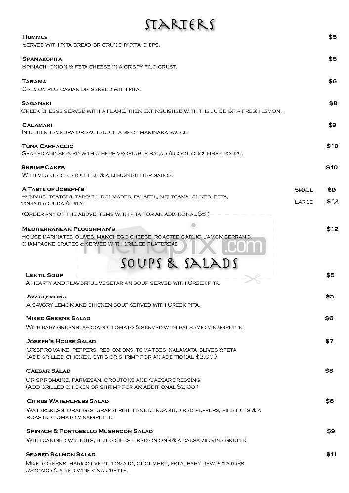 Joseph's Cafe - Los Angeles, CA menu_pic