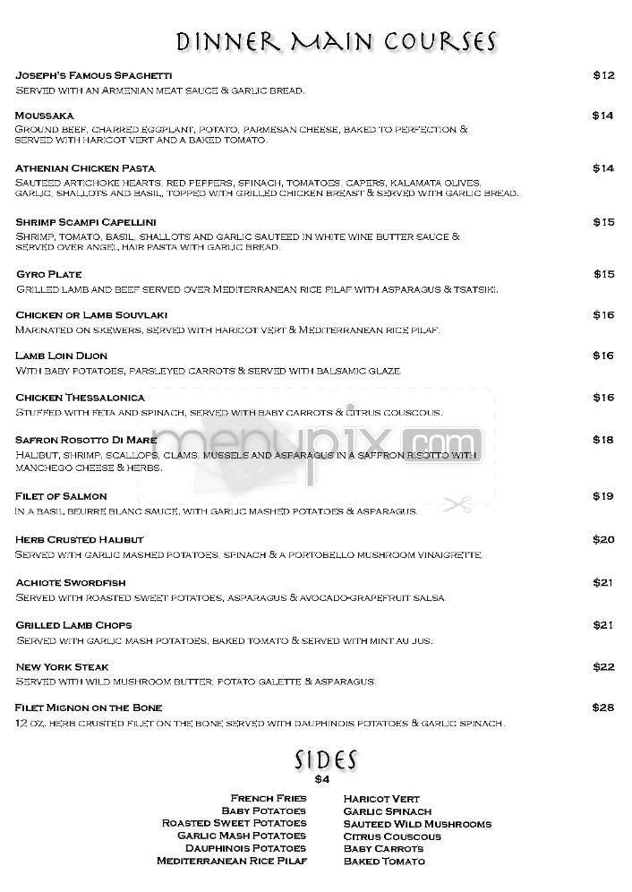 Joseph's Cafe - Los Angeles, CA menu_pic