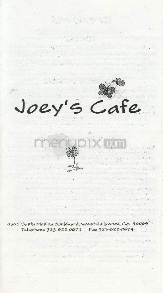 Joey's Cafe - West Hollywood, CA menu_pic