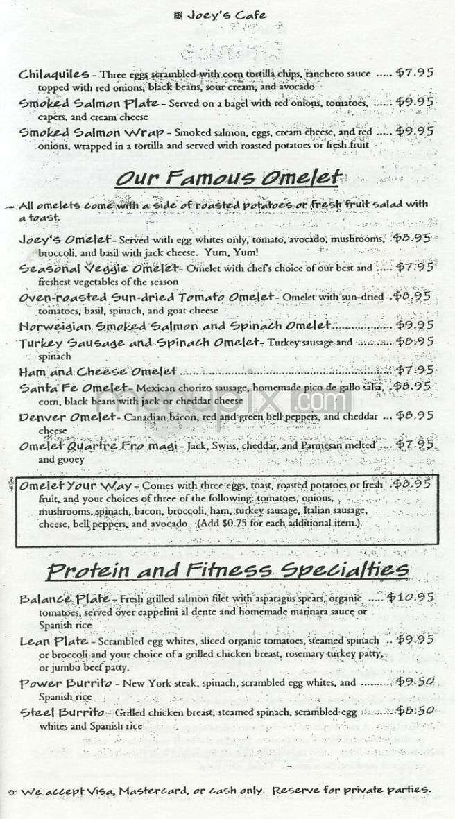 Joey's Cafe - West Hollywood, CA menu_pic