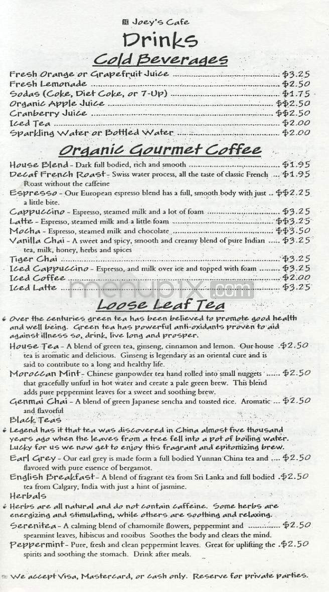Joey's Cafe - West Hollywood, CA menu_pic