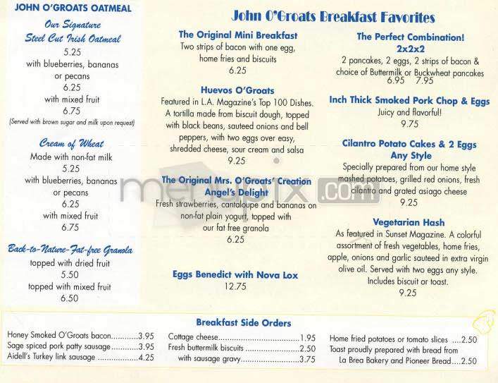 John O'Groats - Los Angeles, CA menu_pic