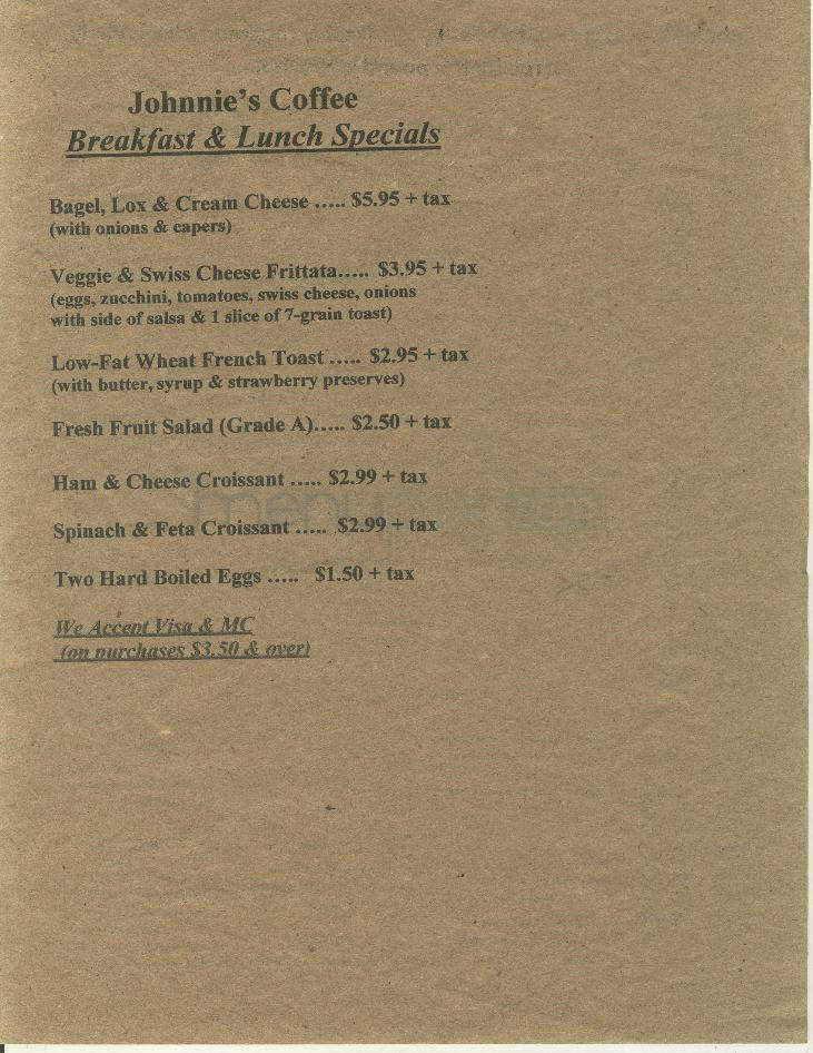 Johnnie's Coffe - Marina Del Rey, CA menu_pic