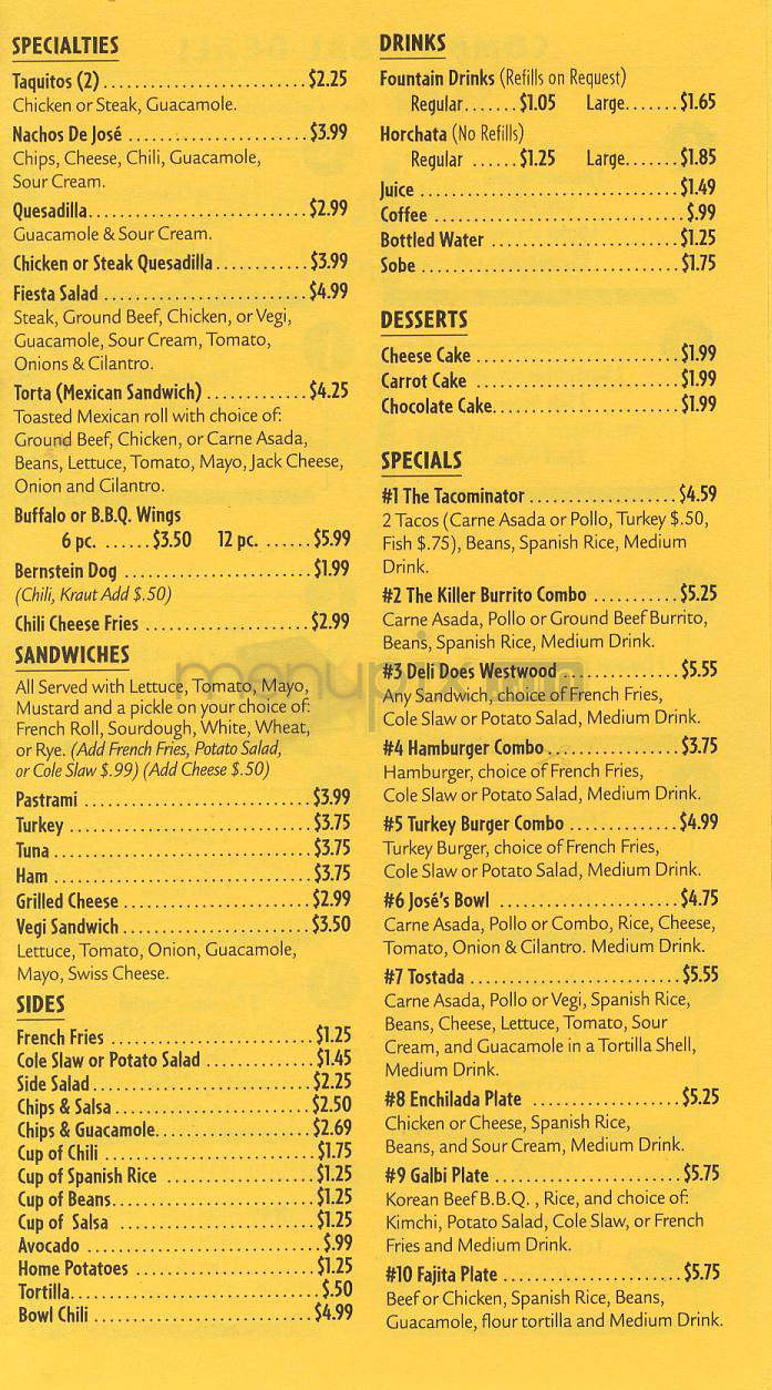 Jose Bernstein's - Los Angeles, CA menu_pic