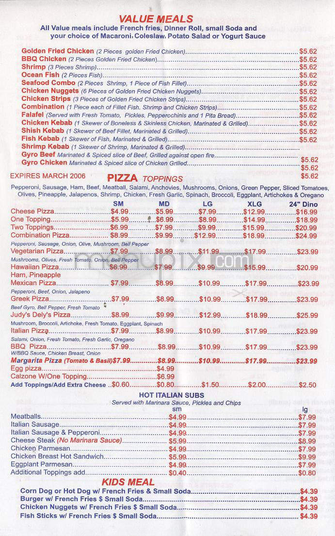 Judy Dely's Pizza - Van Nuys, CA menu_pic