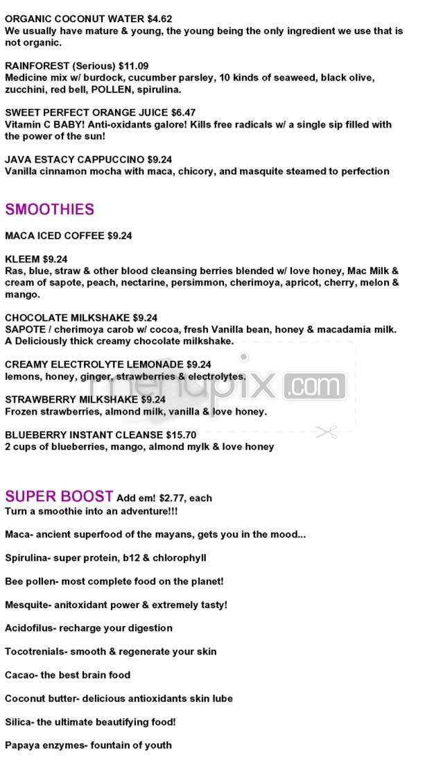 Juliano's Raw - Santa Monica, CA menu_pic