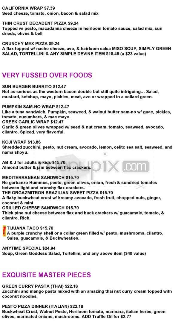 Juliano's Raw - Santa Monica, CA menu_pic