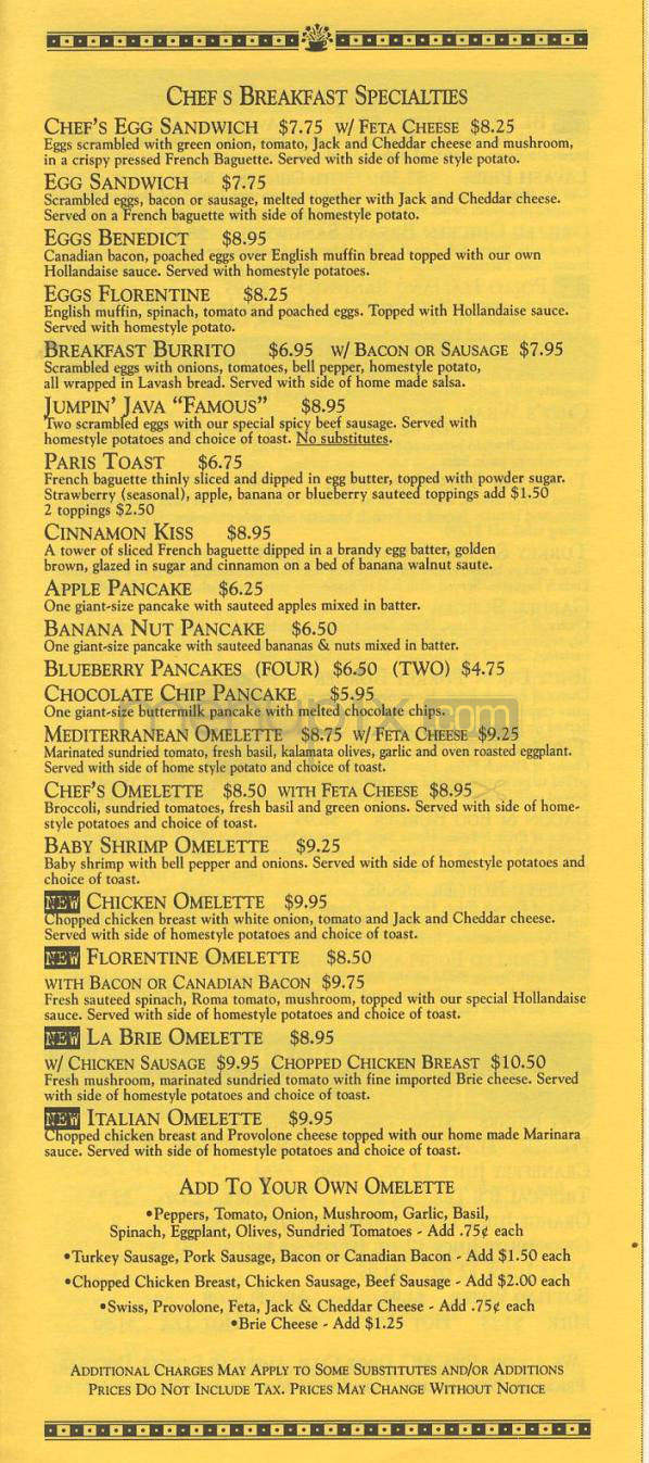 Jumpin Java Kitchen - Studio City, CA menu_pic