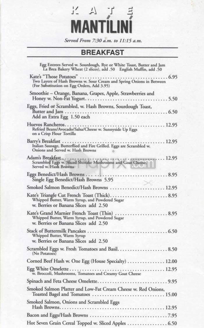 Kate Mantilini - Beverly Hills, CA menu_pic