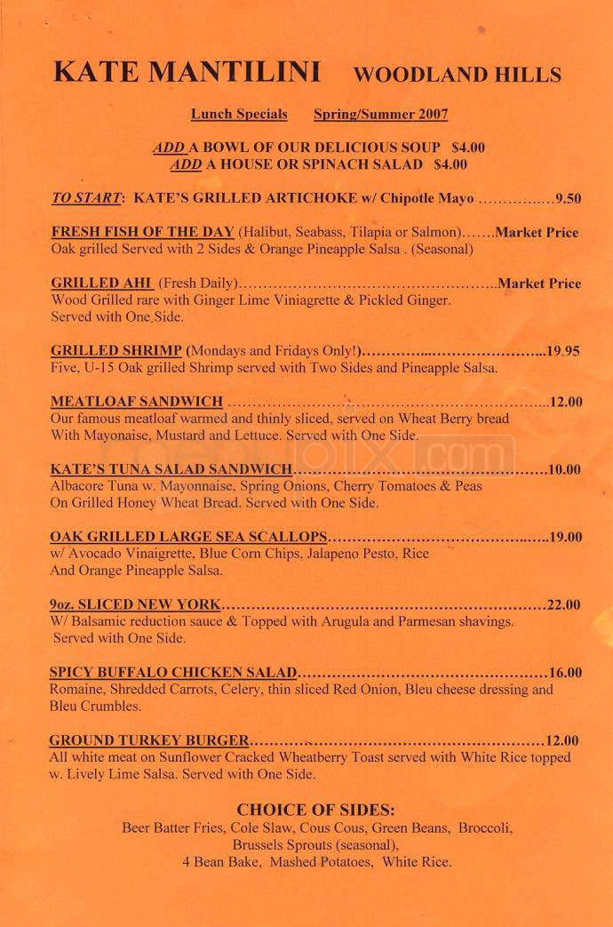 Kate Mantilini - Woodland Hills, CA menu_pic