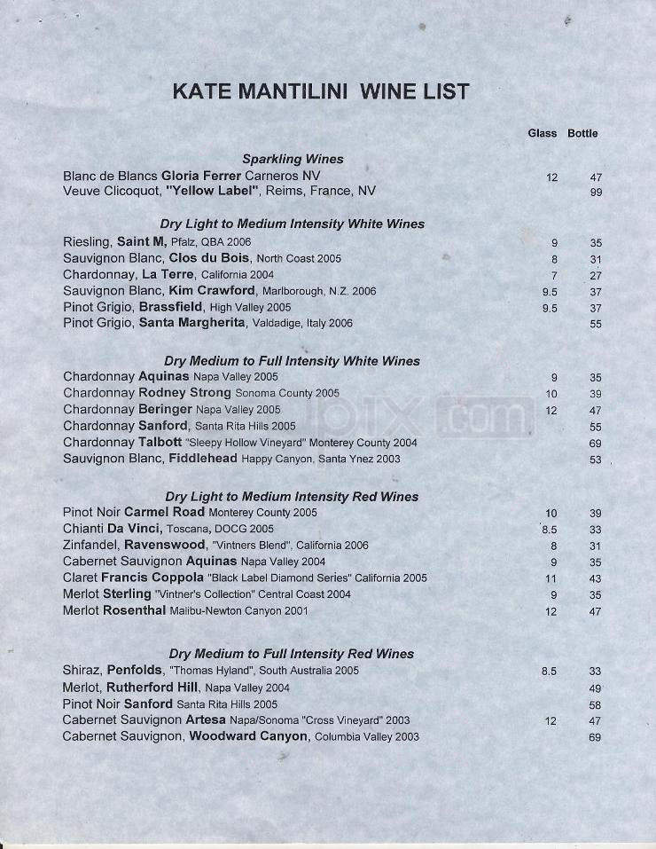Kate Mantilini - Woodland Hills, CA menu_pic