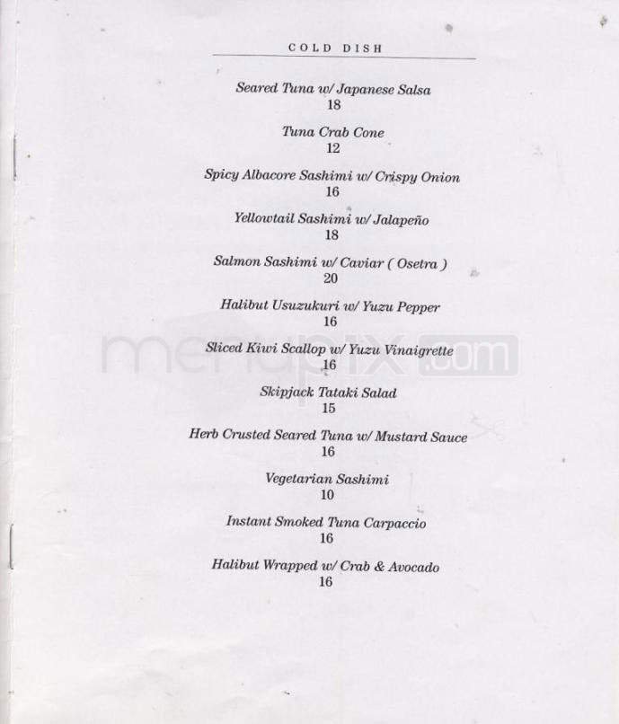Katsuya - Los Angeles, CA menu_pic