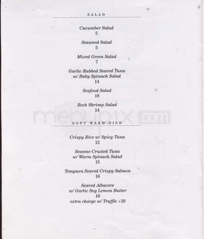 Katsuya - Los Angeles, CA menu_pic