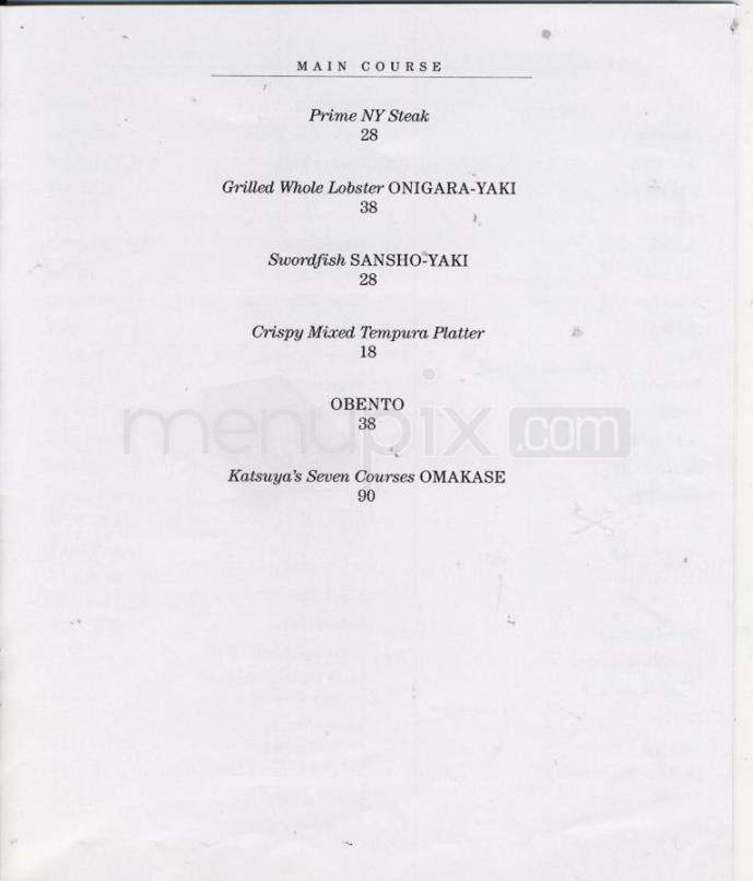 Katsuya - Los Angeles, CA menu_pic