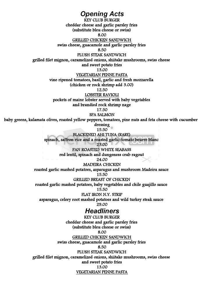 Key Club - West Hollywood, CA menu_pic
