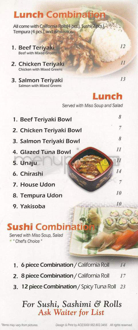 Kiku Sushi - Los Angeles, CA menu_pic