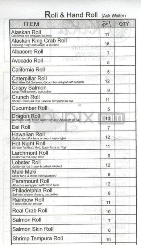 Kiku Sushi - Los Angeles, CA menu_pic