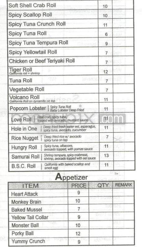 Kiku Sushi - Los Angeles, CA menu_pic
