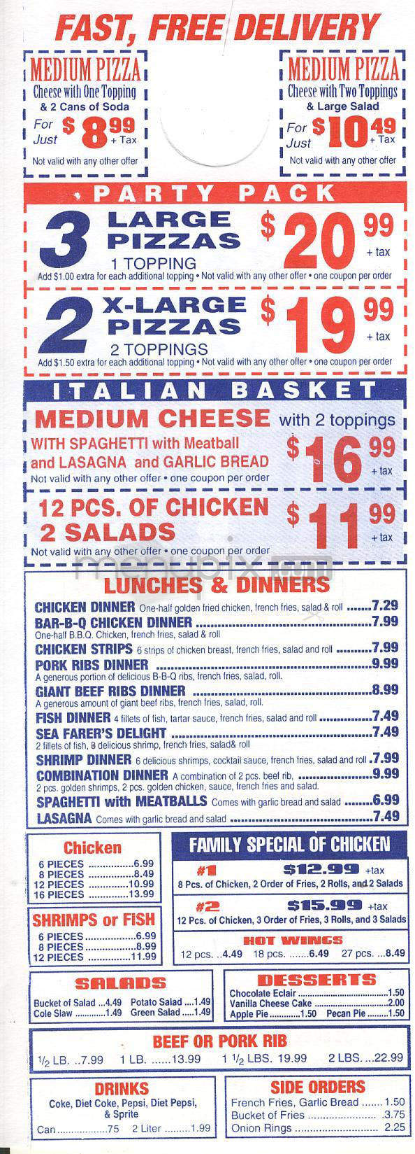 Kings Pizza - Glendale, CA menu_pic