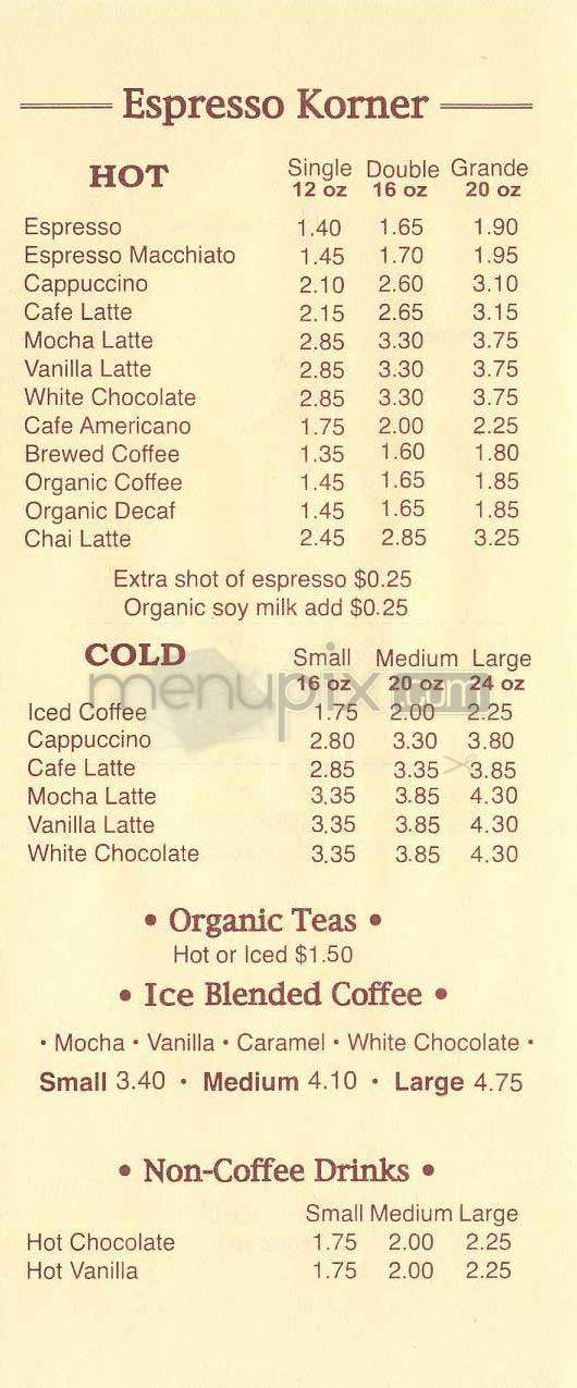 Korner Cafe - Los Angeles, CA menu_pic