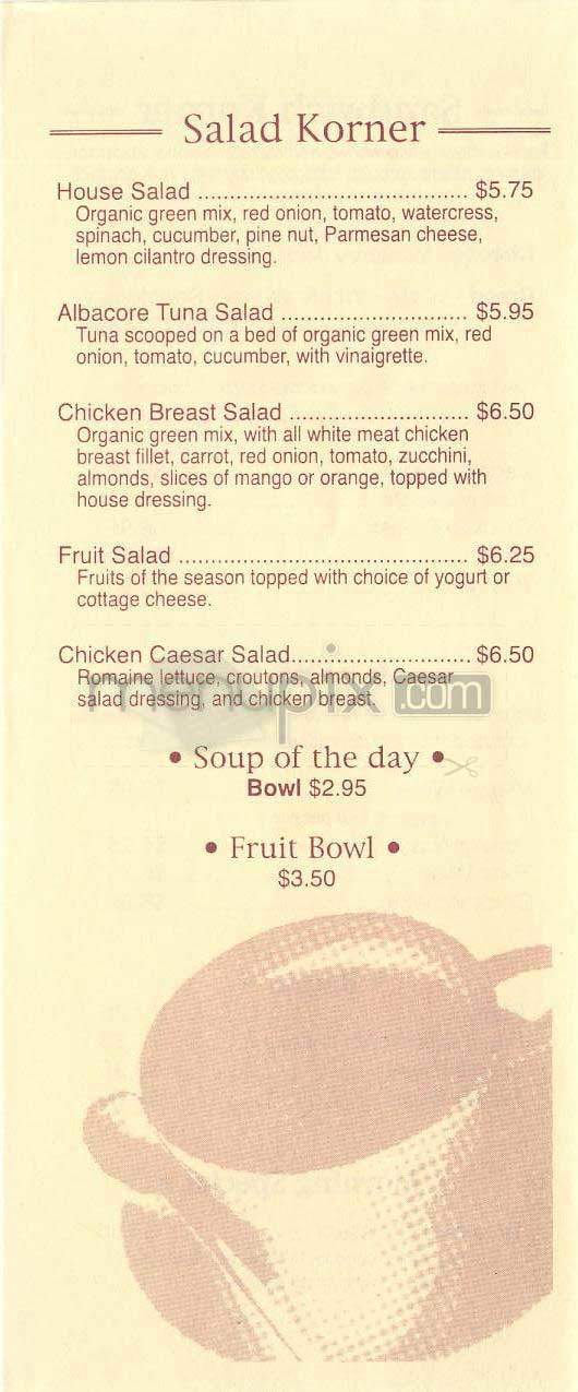 Korner Cafe - Los Angeles, CA menu_pic