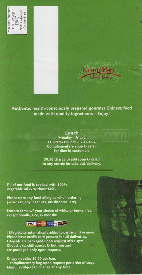 Kung Pao China Bistro - West Hollywood, CA menu_pic