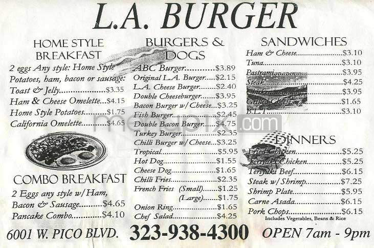 LA Burger - Los Angeles, CA menu_pic