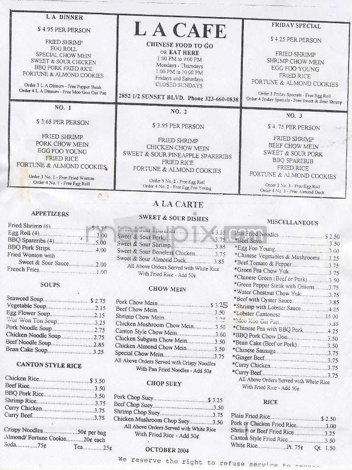 LA Cafe - Los Angeles, CA menu_pic