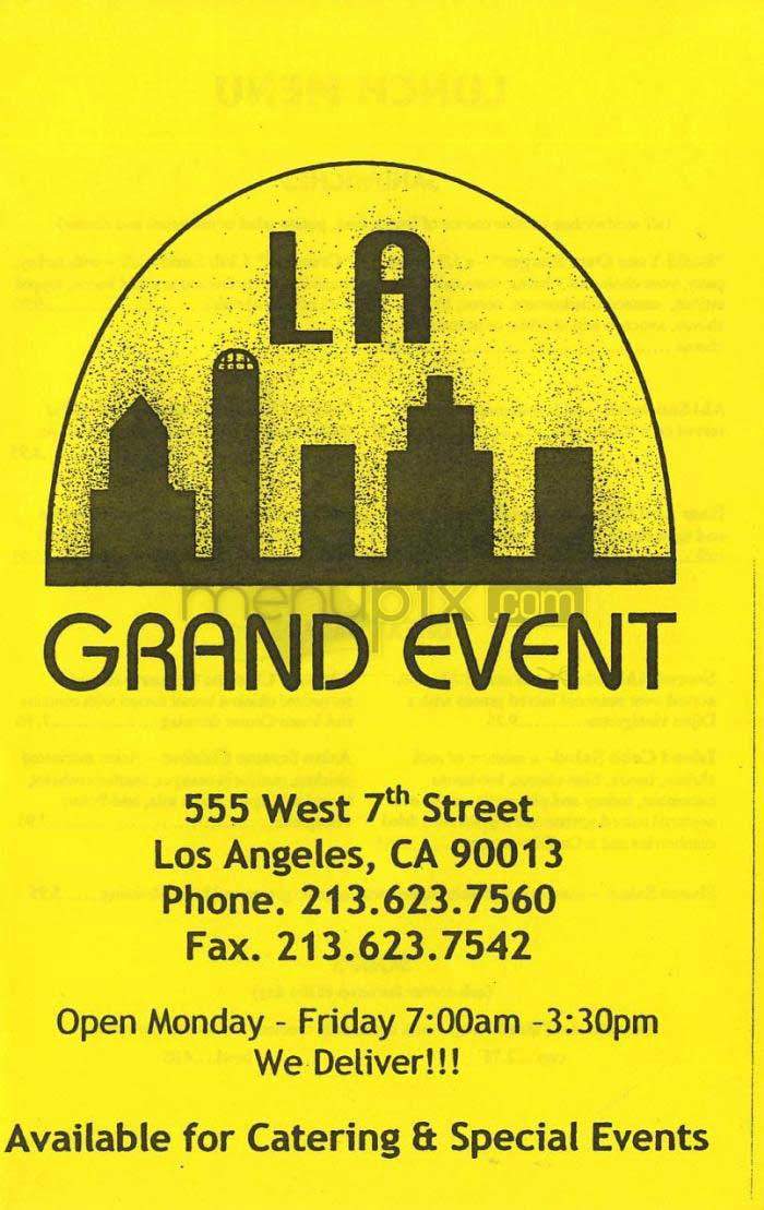 LA Grand Event - Los Angeles, CA menu_pic