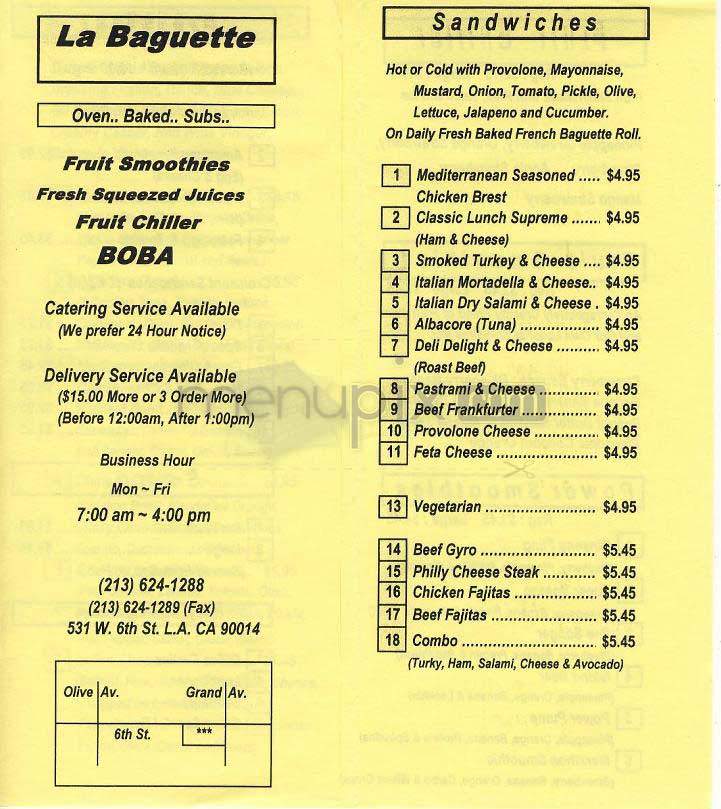 La Baguette - Palm Desert, CA menu_pic