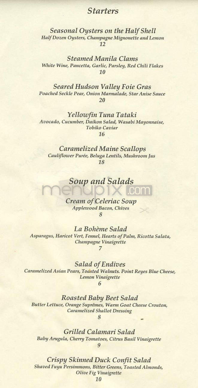 La Boheme - West Hollywood, CA menu_pic