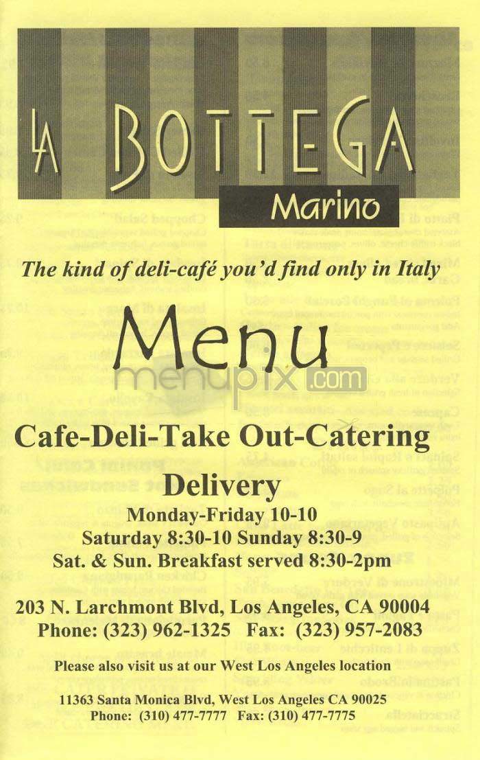 La Bottega Marino - Los Angeles, CA menu_pic