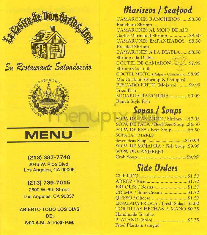 La Casita De Don Carlos - Los Angeles, CA menu_pic