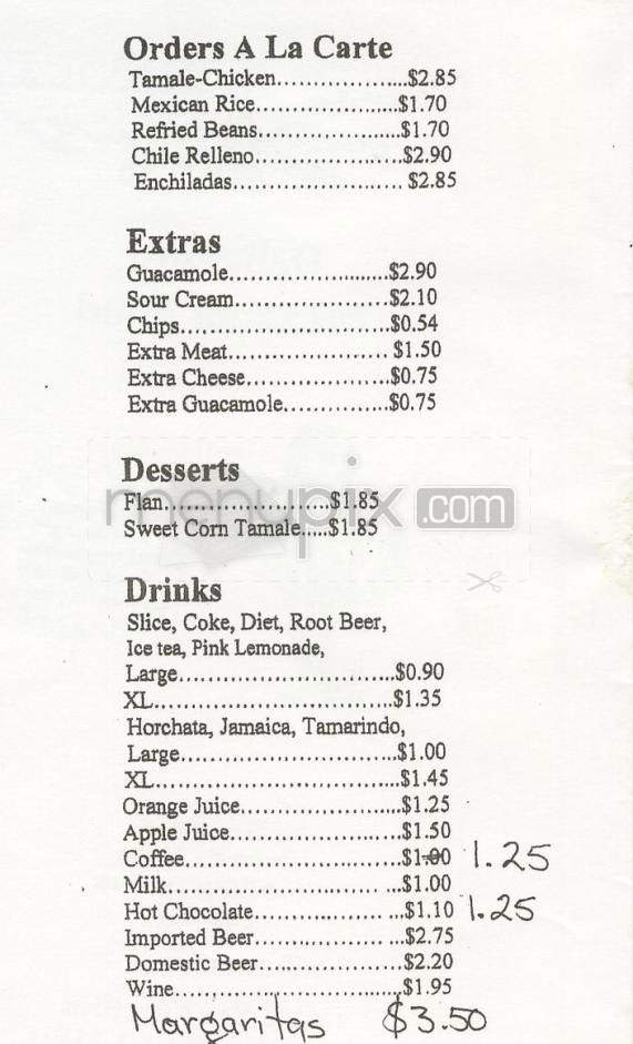 La Fogata - Sherman Oaks, CA menu_pic