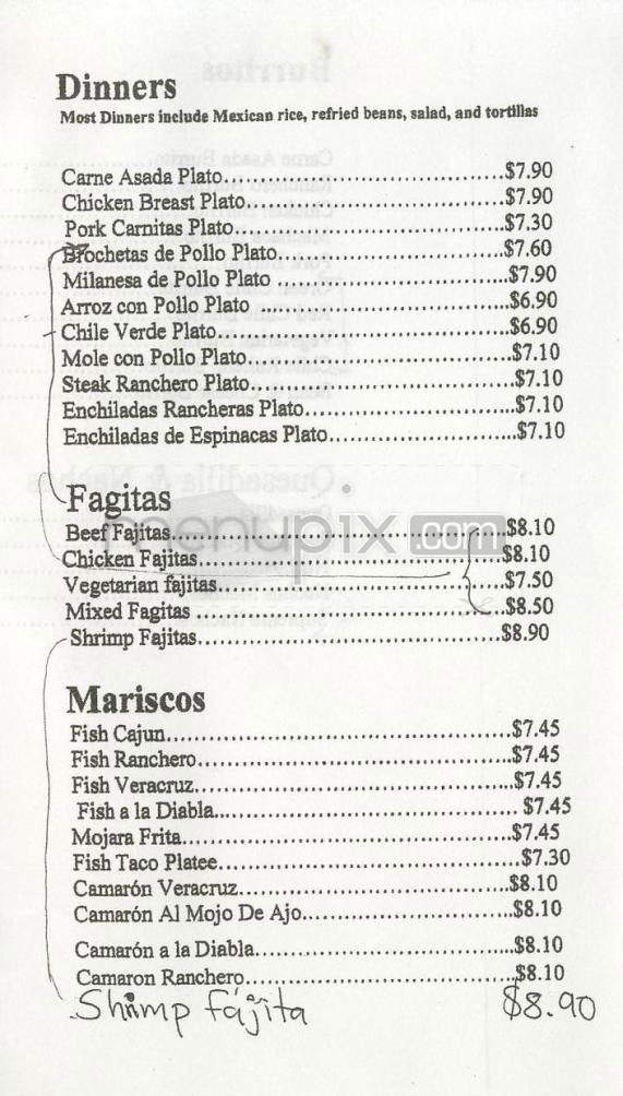 La Fogata - Sherman Oaks, CA menu_pic