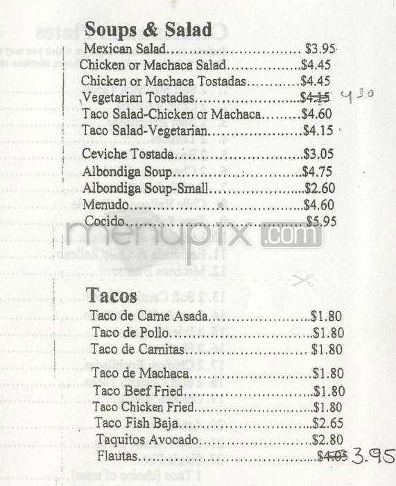 La Fogata - Sherman Oaks, CA menu_pic