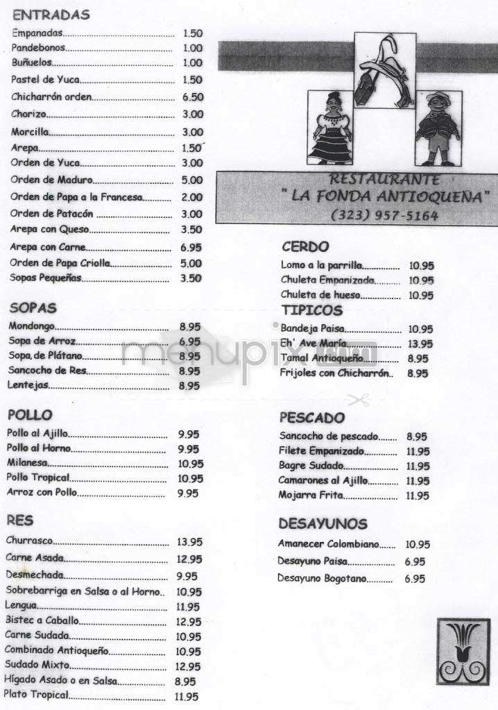 La Fonda Antioquena - Los Angeles, CA menu_pic