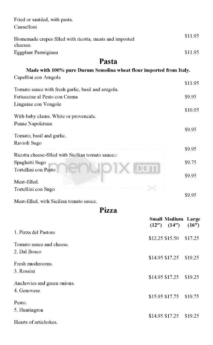 La Fornaretta Restaurant - Pasadena, CA menu_pic
