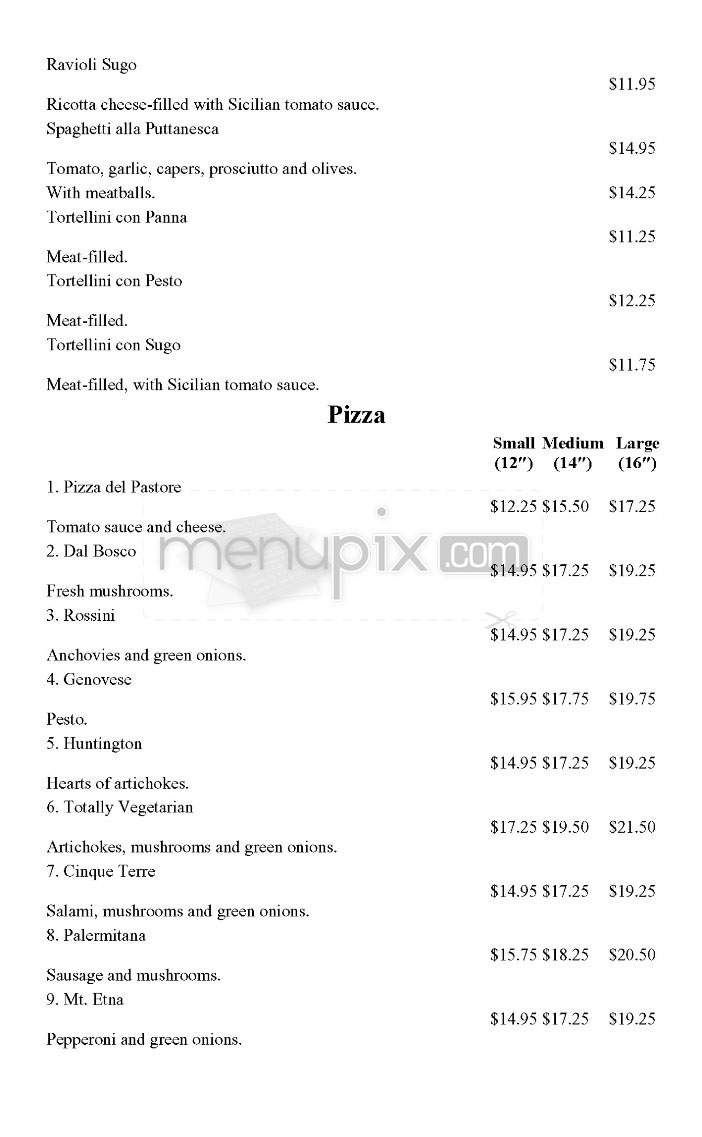 La Fornaretta Restaurant - Pasadena, CA menu_pic