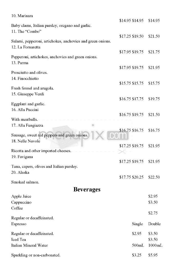 La Fornaretta Restaurant - Pasadena, CA menu_pic