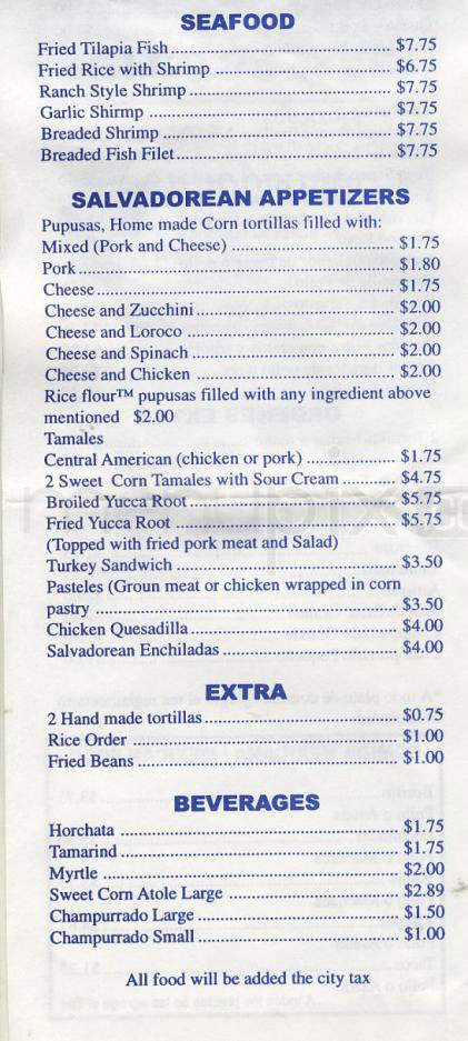 La Guanaquita - Los Angeles, CA menu_pic