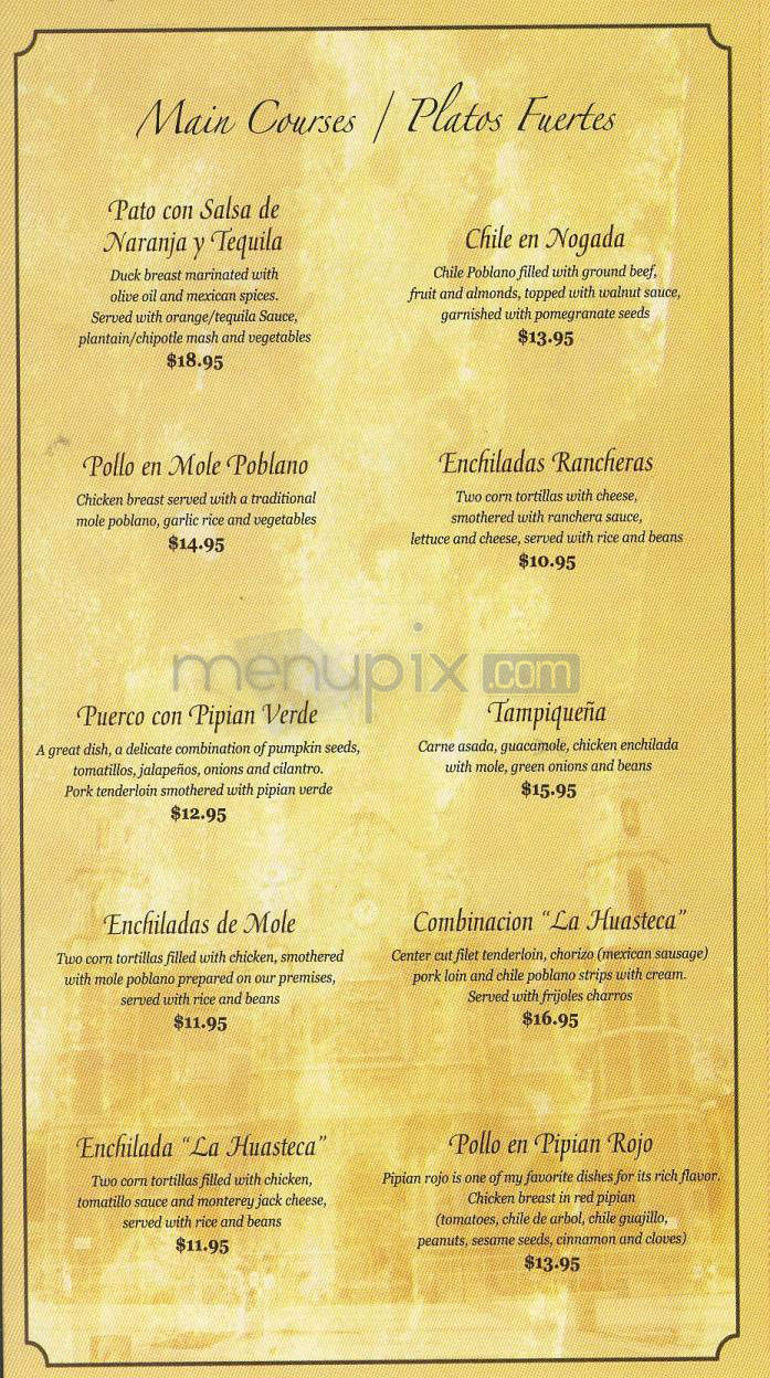 La Huasteca Restaurant - Pasadena, CA menu_pic
